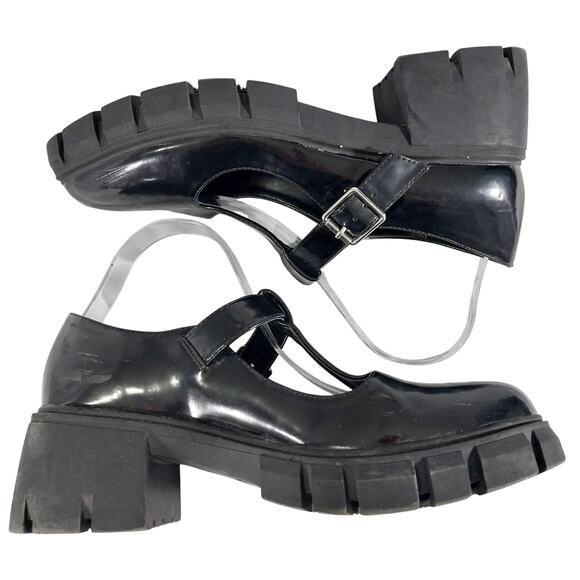 MADDEN GIRL! ULTRA SUPER CHUNKY BLACK PATENT LEATHER T-STRAP MARY JANE'S! SZ 9.5 - Picture 7 of 10